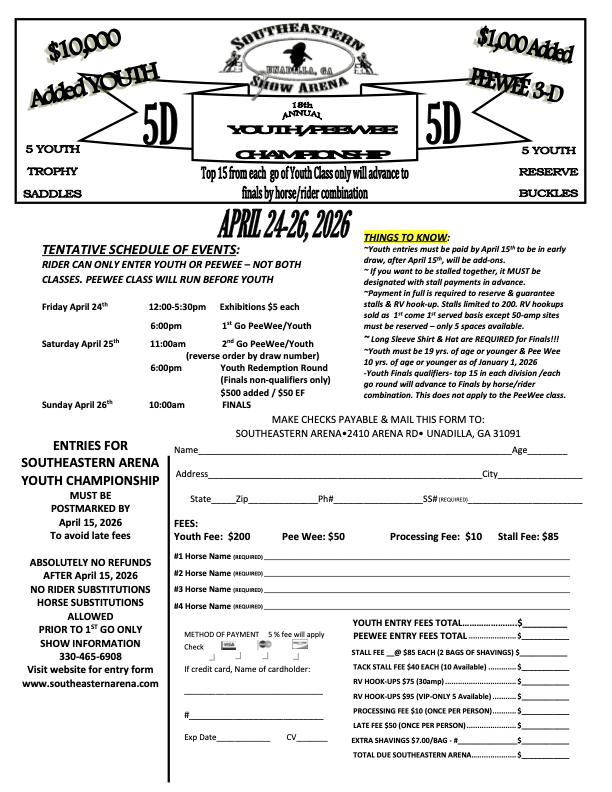 Youth Championships Entry Form 2026 ad
